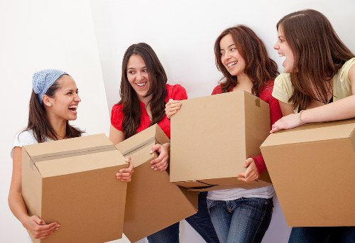 Office furniture and stock organised for a business move in Harringay