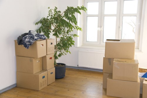 Packed boxes and home contents ready for removals in Harringay