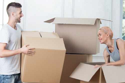 Commercial furniture being handled for an office relocation