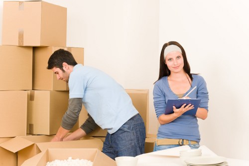 Packed boxes ready for a flat or house move in Harringay