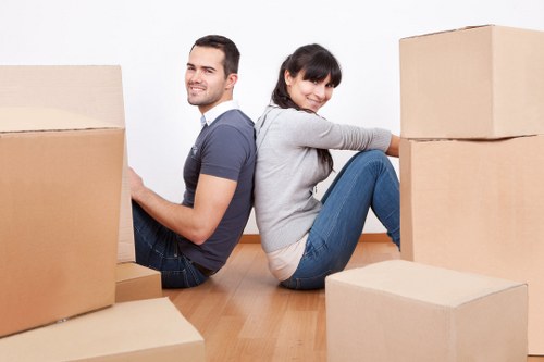 Organised moving boxes ready for collection or delivery in Harringay